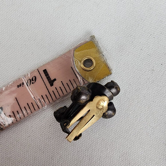 Vintage Bronze Tone AB Crystal Brooch & Clip On Earring Set - Picture 10 of 10